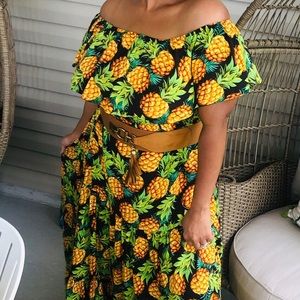 Off the shoulder Maxi Pineapple dress